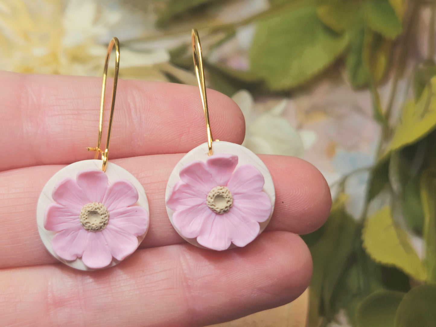 Pink Blossom Flower Earrings