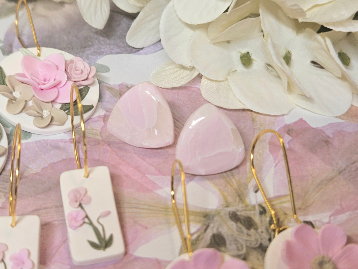 Pink Blossom Faux Quartz Studs