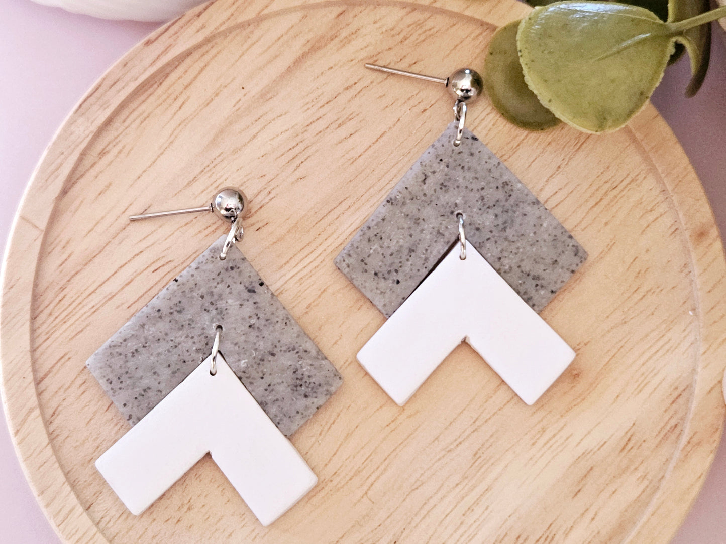 Arrow Stone and White Stud Back Earrings