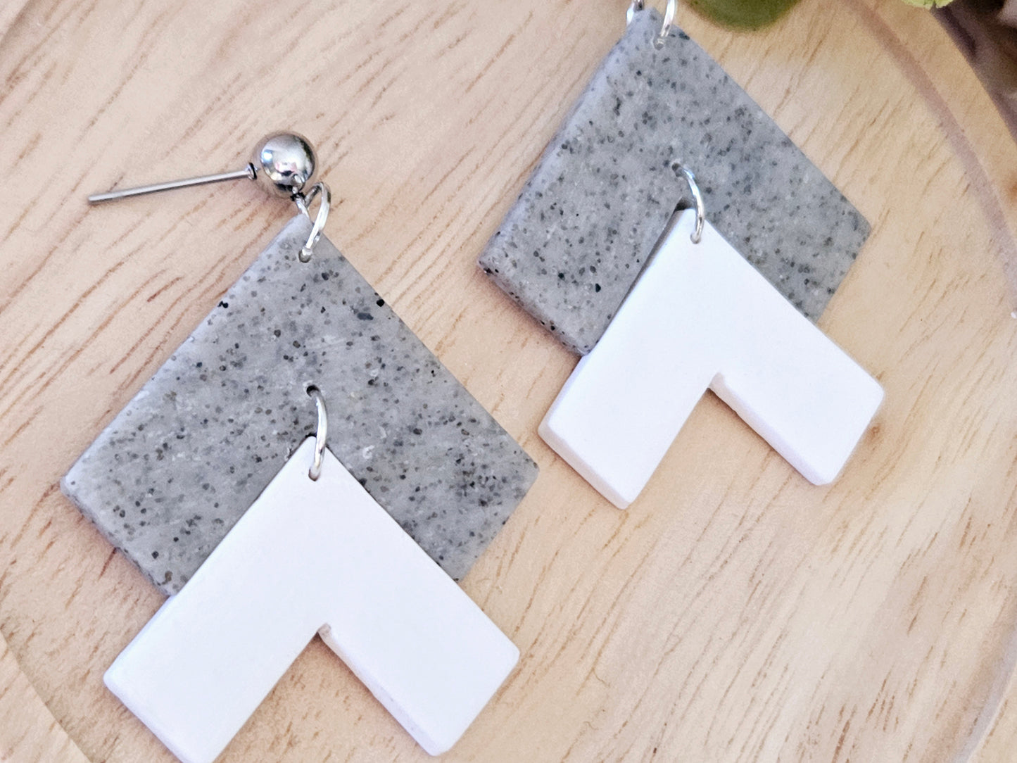 Arrow Stone and White Stud Back Earrings