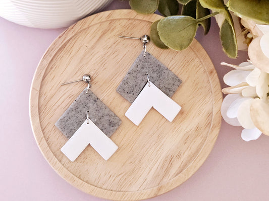 Arrow Stone and White Stud Back Earrings