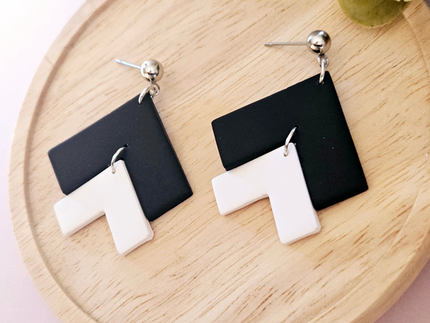 Arrow Black and White Stud Back Earrings