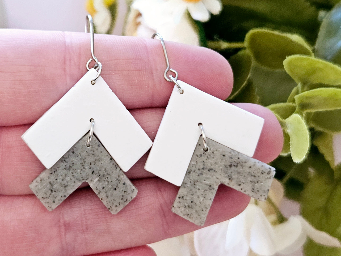 Arrow Stone and White hook Earrings