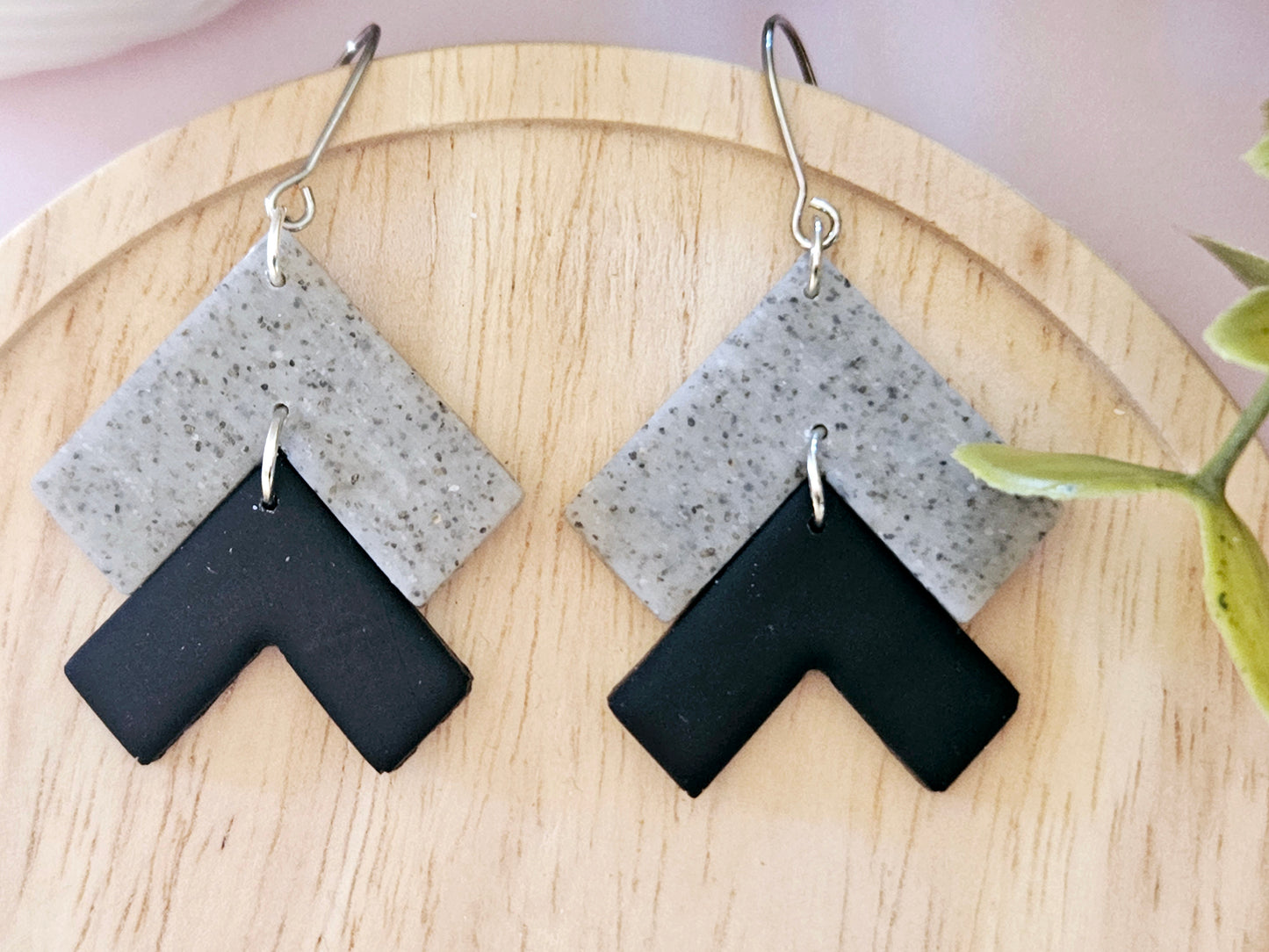 Arrow Stone and Black Hook Earrings