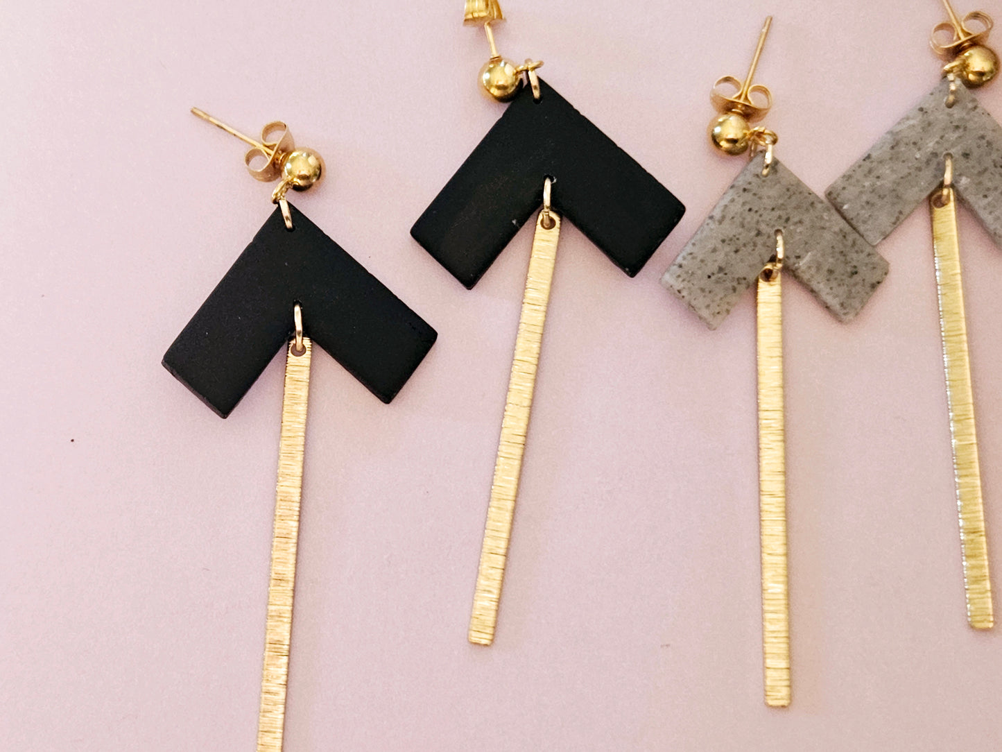 Arrow Black Gold Dangle Earrings