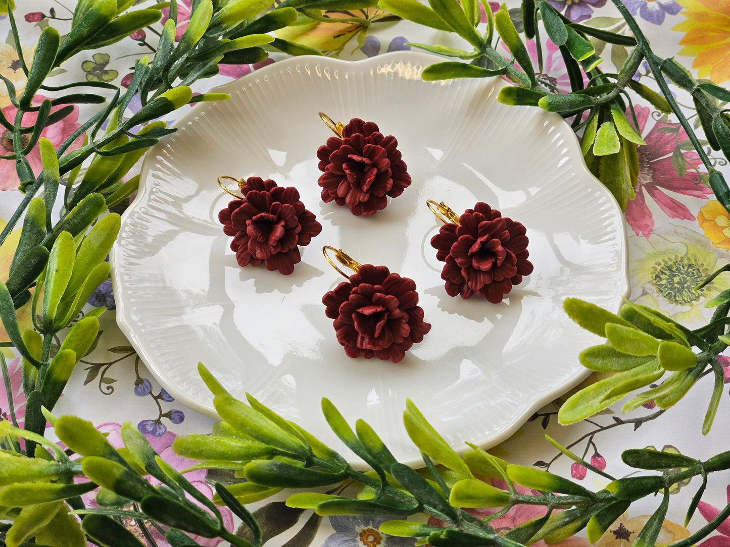 Carnation Deep Red Earrings