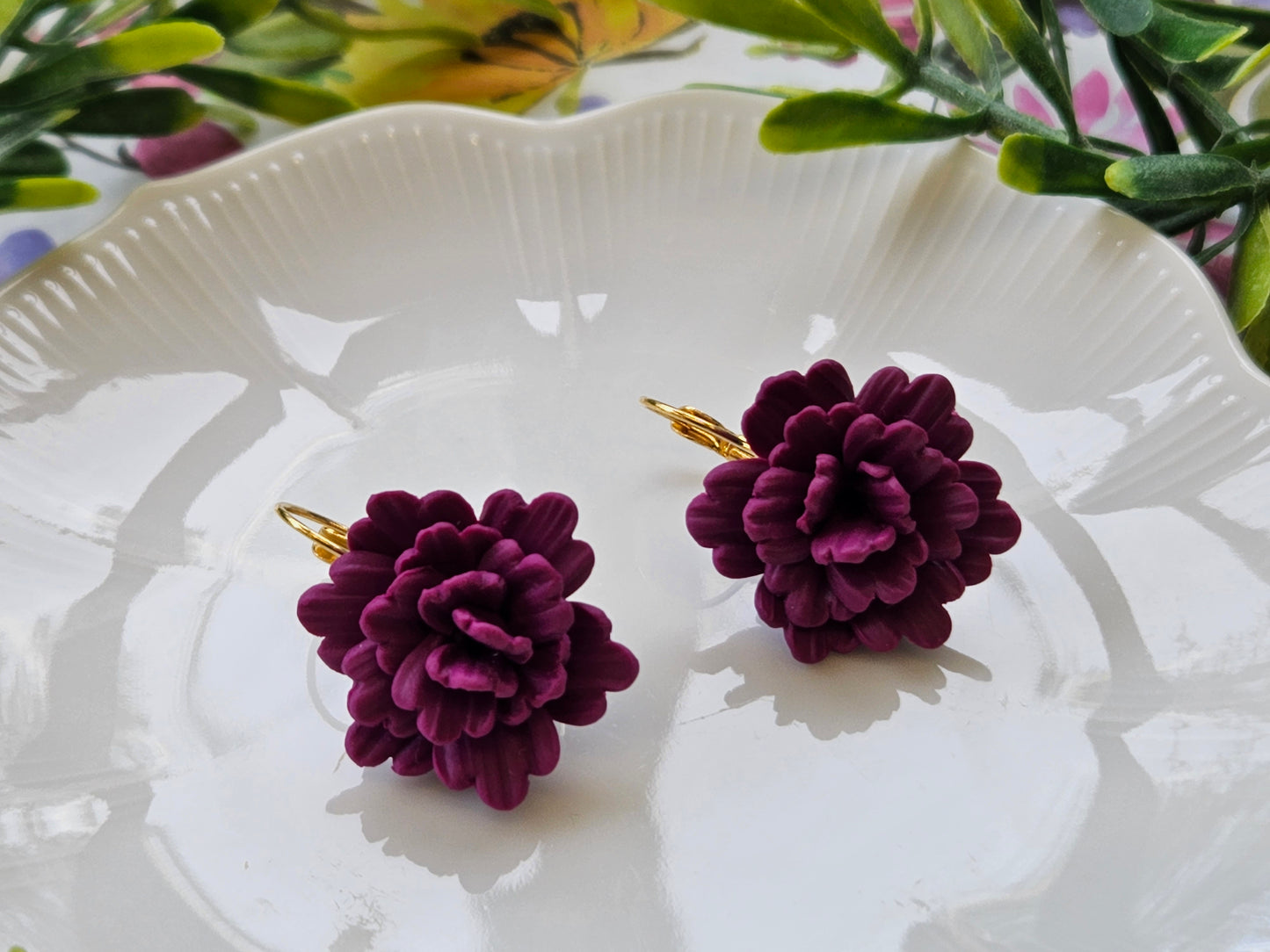 Carnation Deep Magenta Earrings