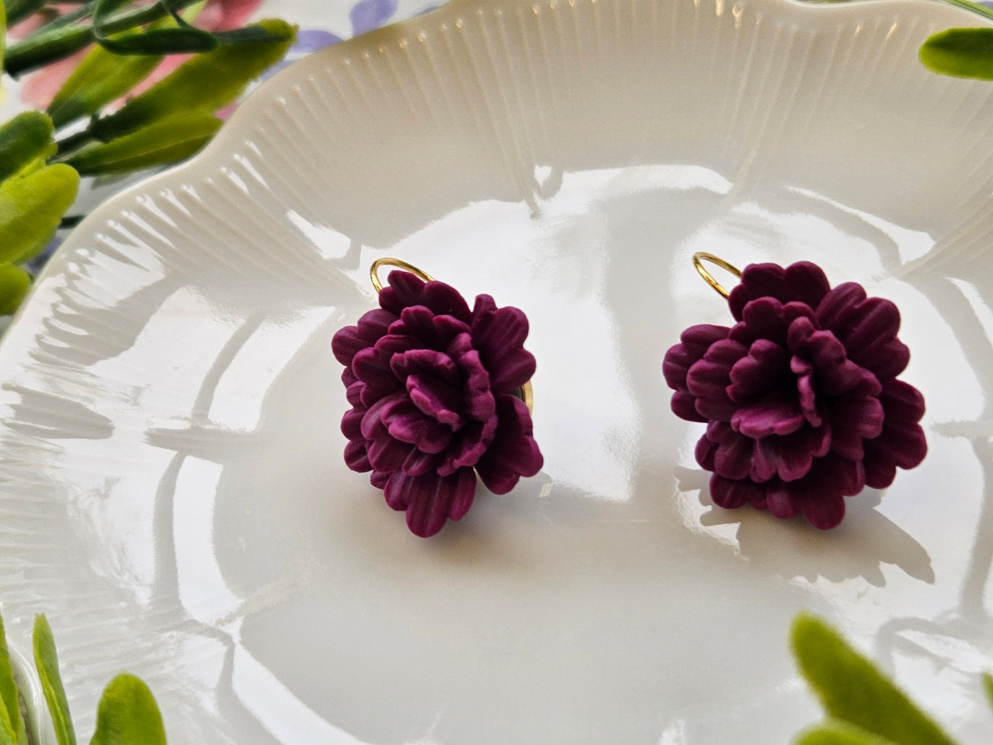 Carnation Deep Magenta Earrings