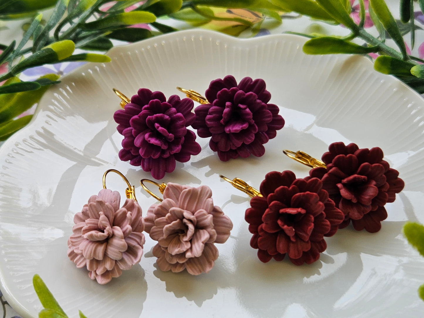 Carnation Deep Red Earrings