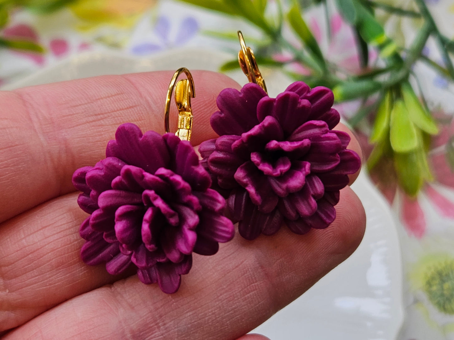 Carnation Deep Magenta Earrings