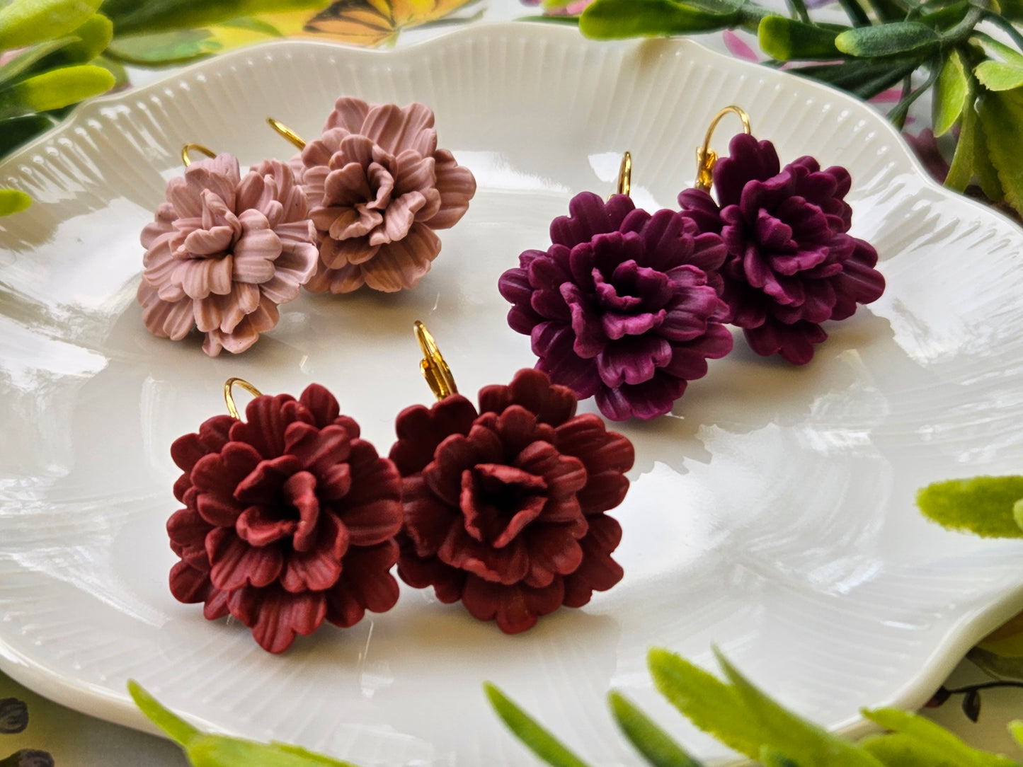 Carnation Deep Magenta Earrings