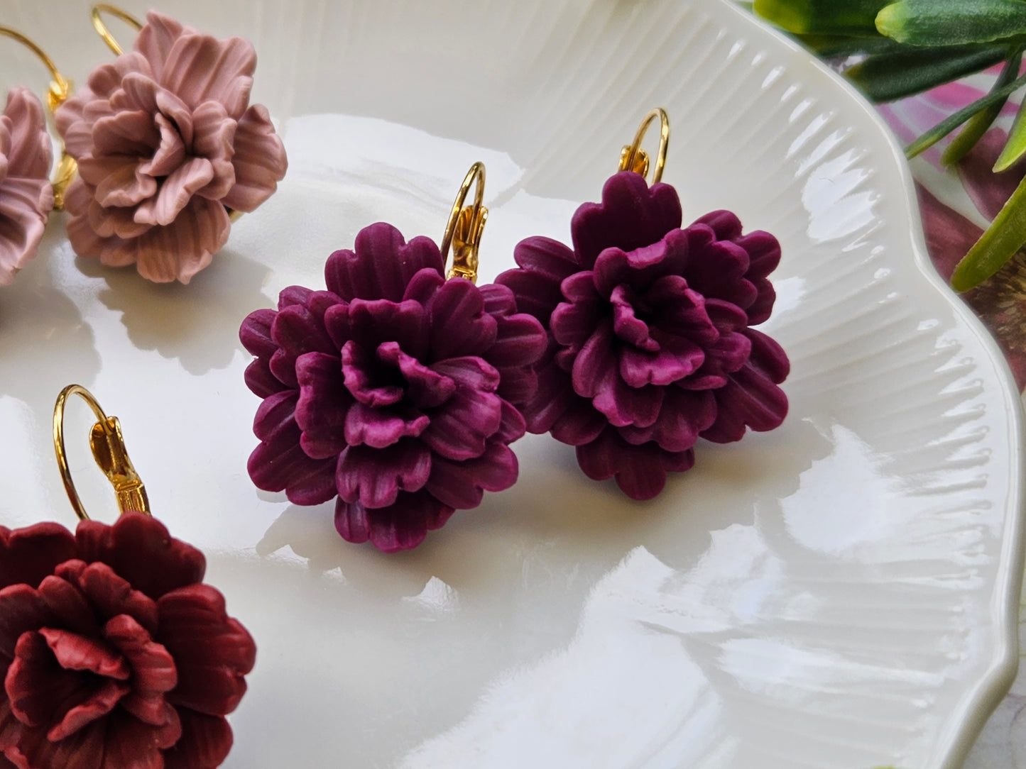 Carnation Deep Magenta Earrings