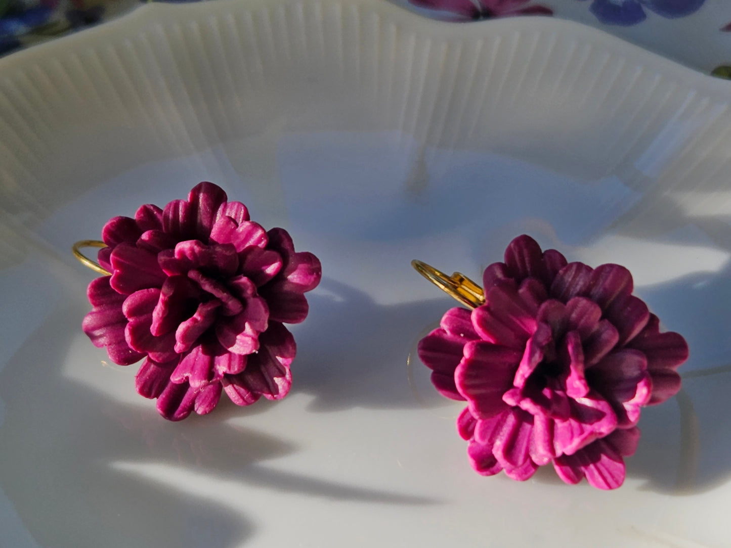 Carnation Deep Magenta Earrings