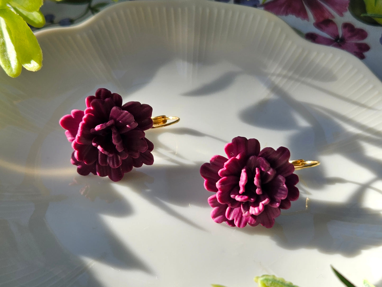 Carnation Deep Magenta Earrings