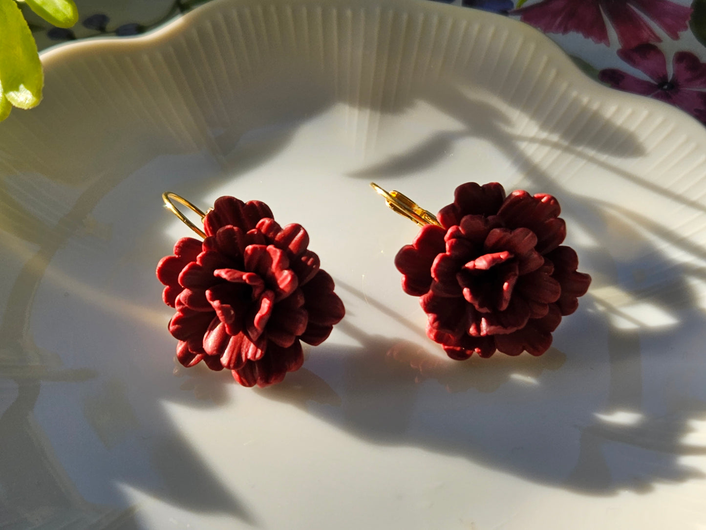 Carnation Deep Red Earrings