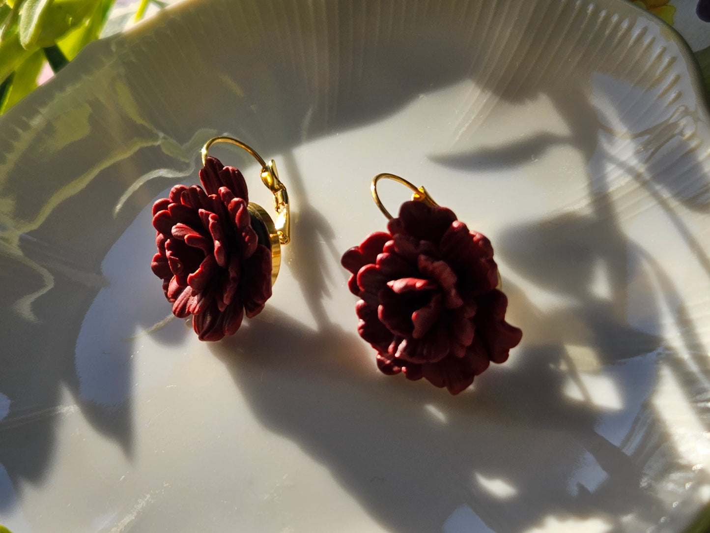 Carnation Deep Red Earrings