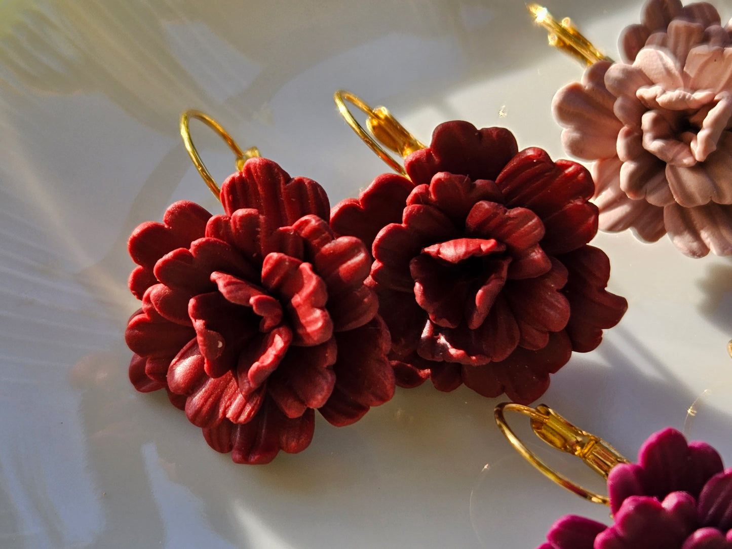 Carnation Deep Red Earrings