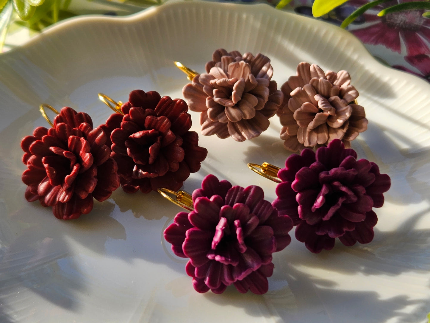 Carnation Deep Red Earrings