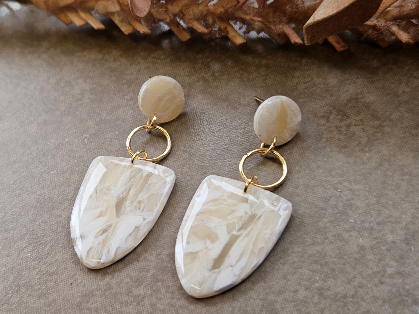 Tan Quartz Statement Earrings