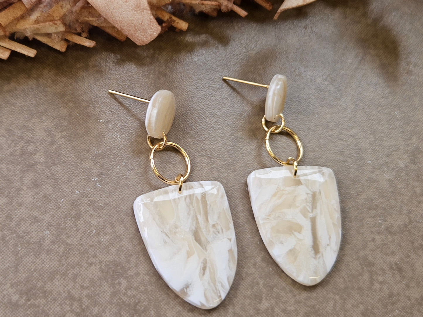 Tan Quartz Statement Earrings