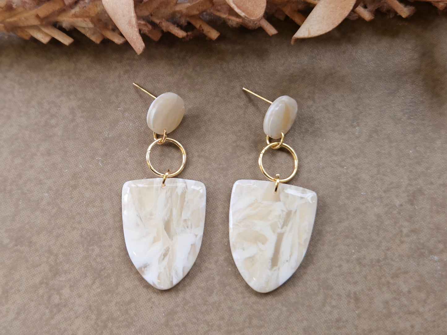 Tan Quartz Statement Earrings