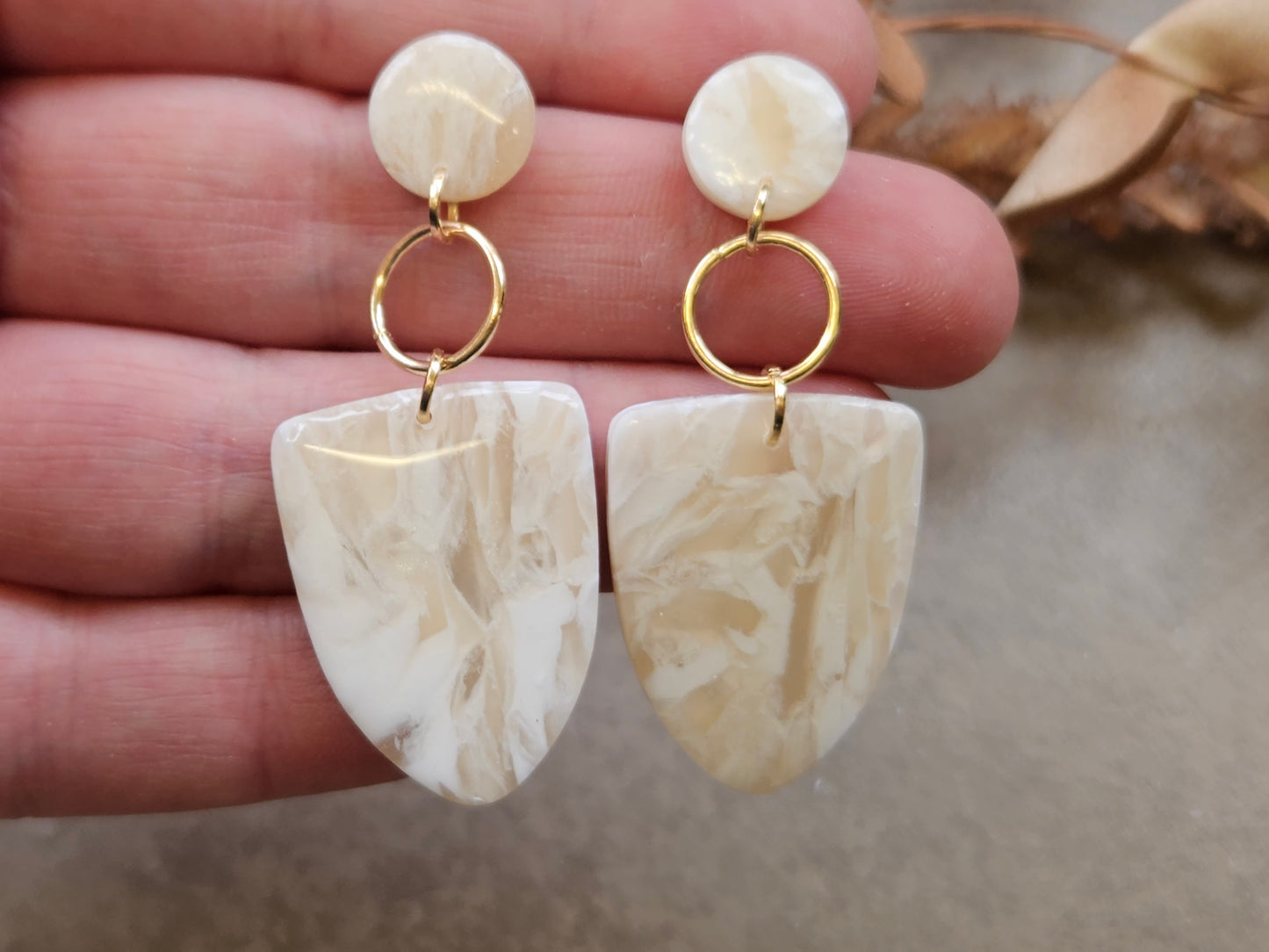 Tan Quartz Statement Earrings