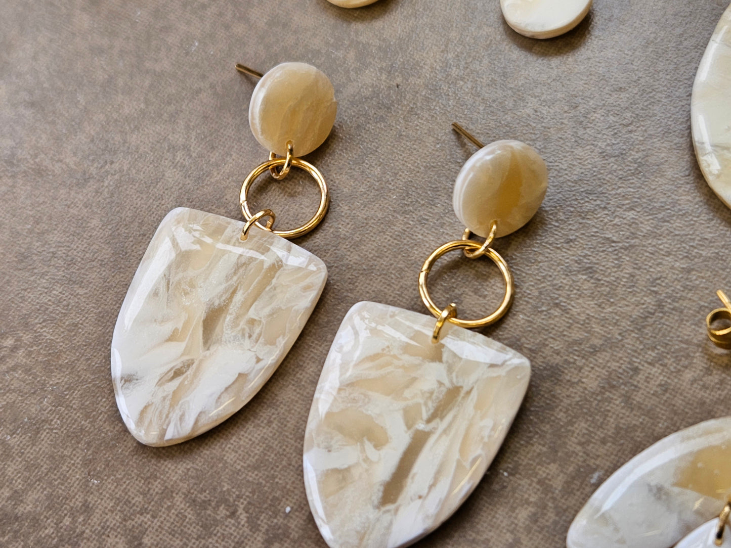 Tan Quartz Statement Earrings