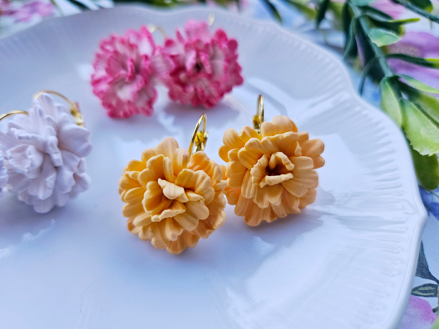 Carnation Peach Earrings