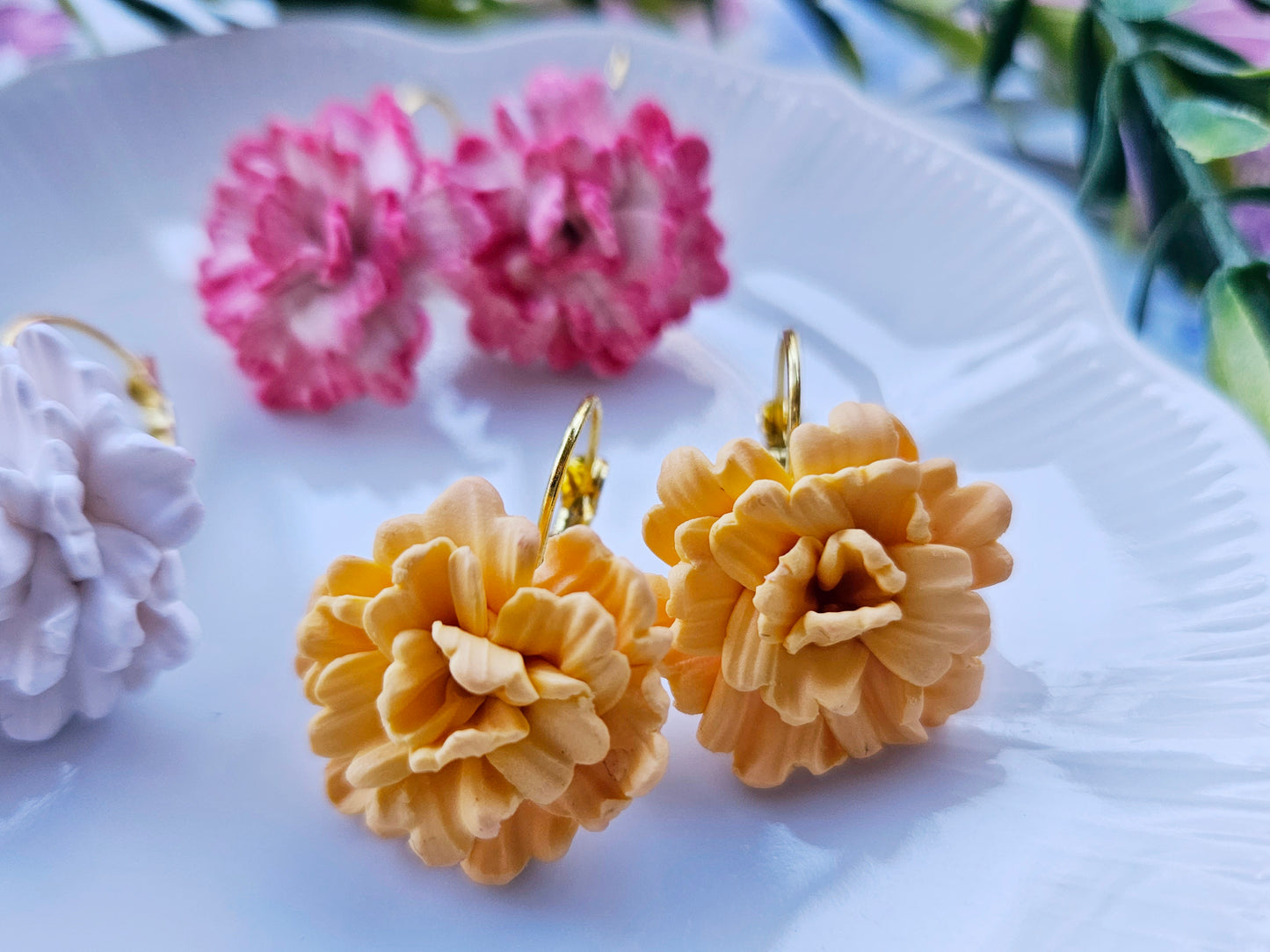 Carnation Peach Earrings