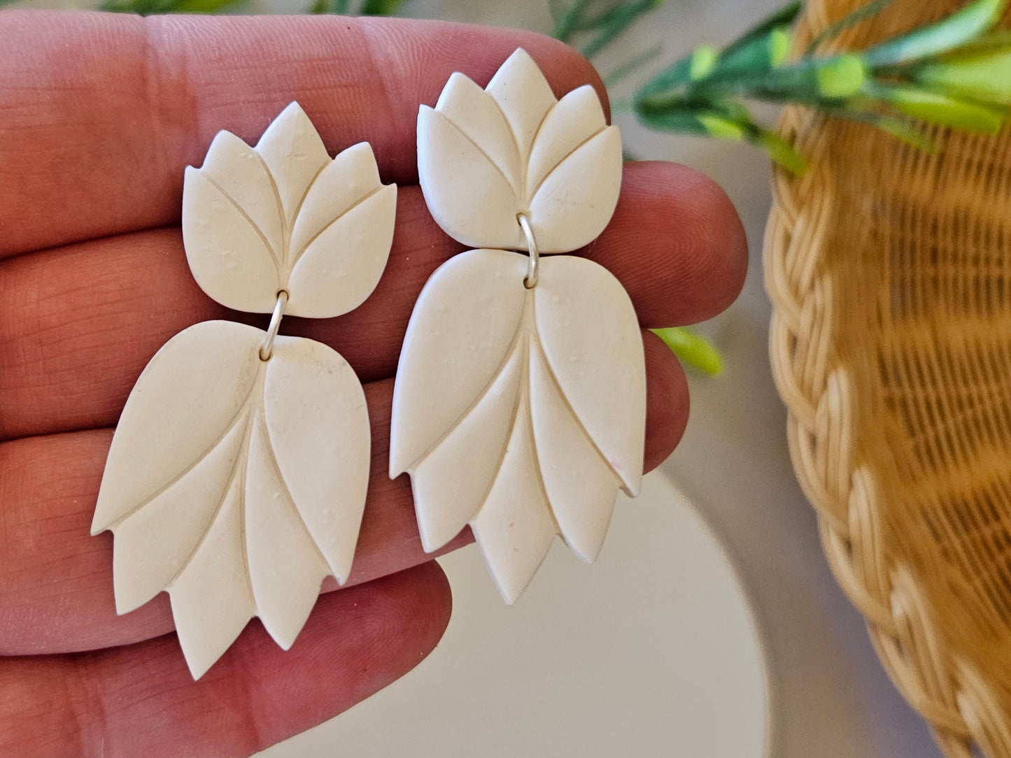 Accent White Large Earrings