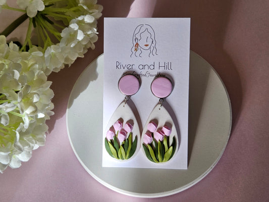 Tulip Droplet Pink Earrings