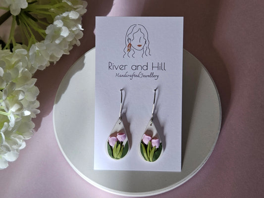 Tulip Small Droplet Pink Earrings