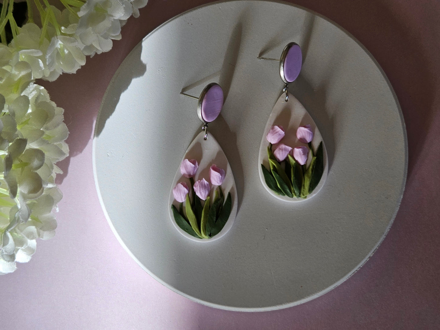 Tulip Droplet Pink Earrings