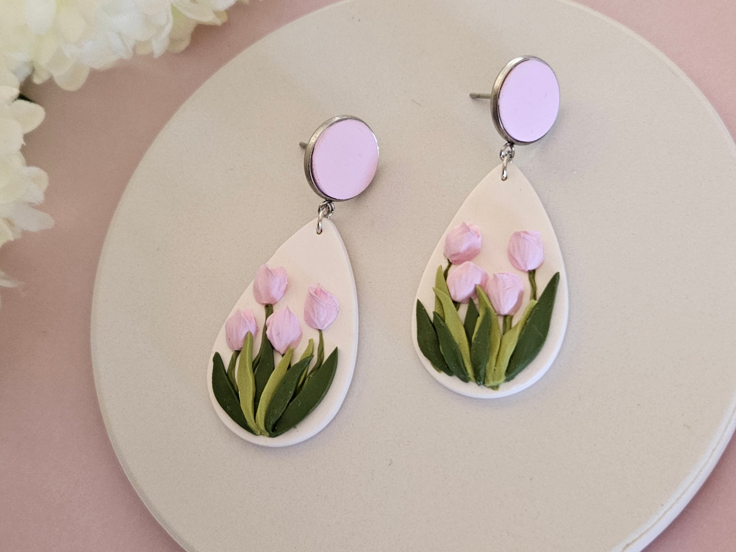 Tulip Droplet Pink Earrings