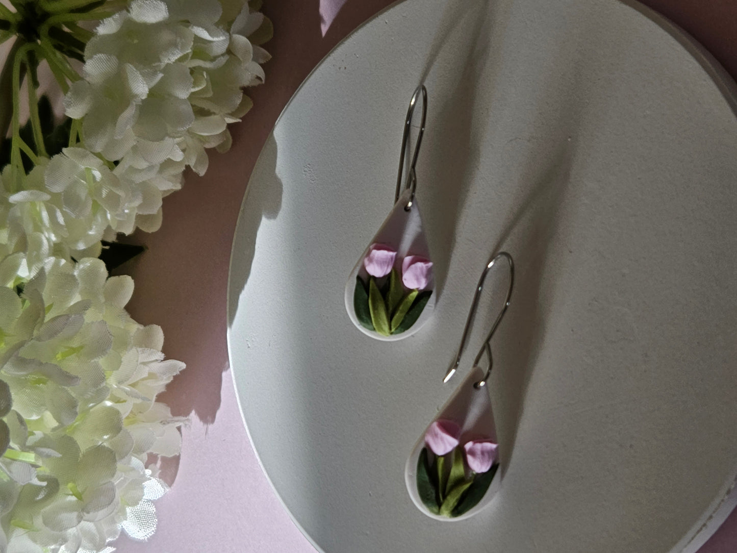 Tulip Small Droplet Pink Earrings