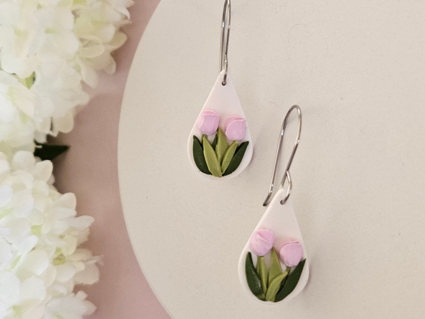 Tulip Small Droplet Pink Earrings