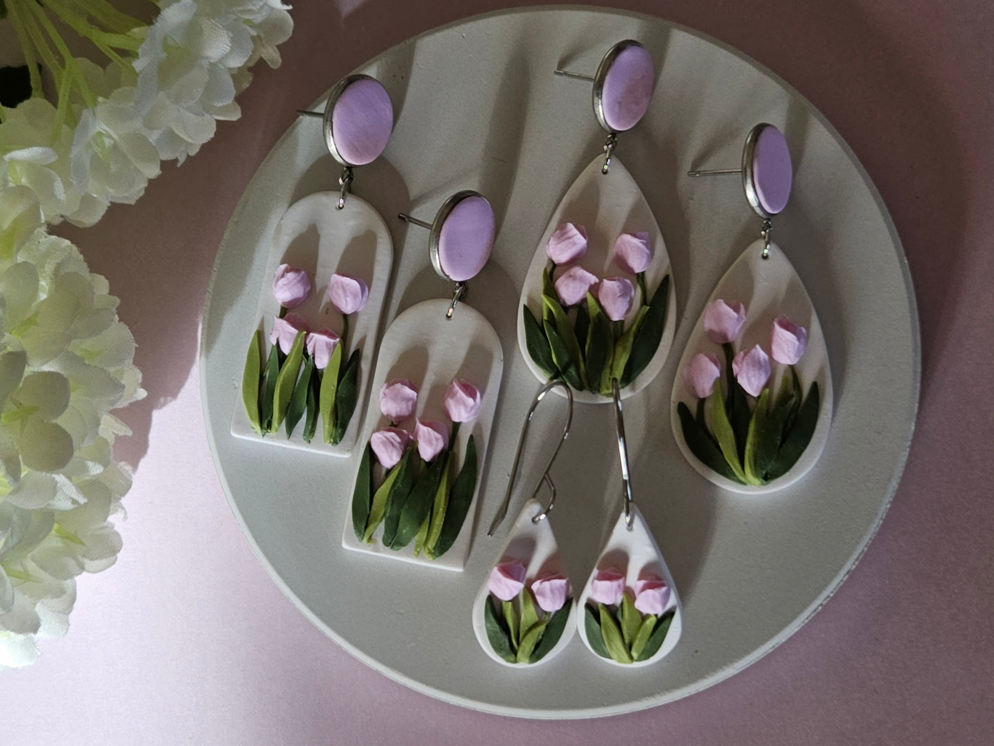 Tulip Droplet Pink Earrings