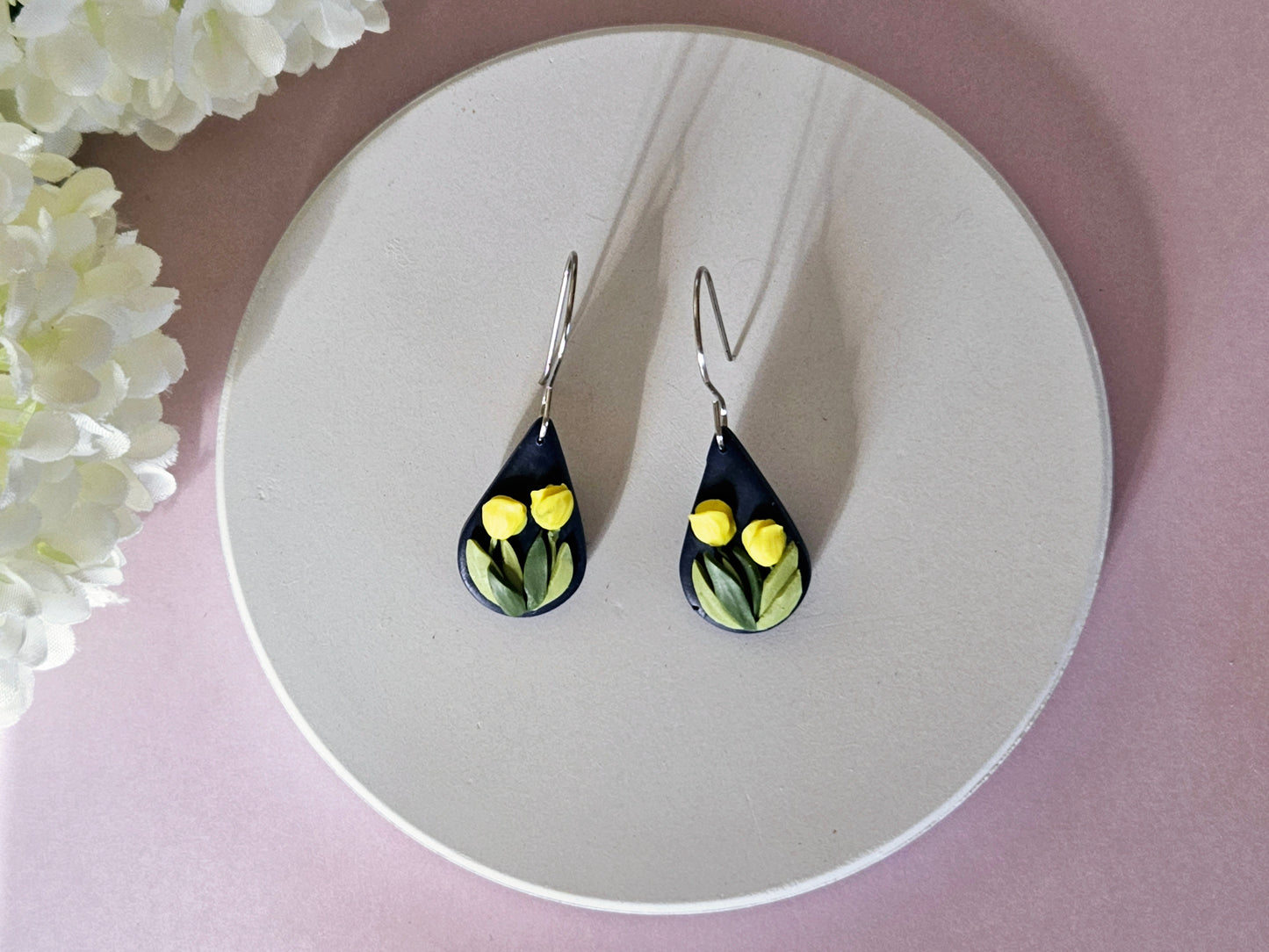 Tulip Small Droplet Navy Earrings