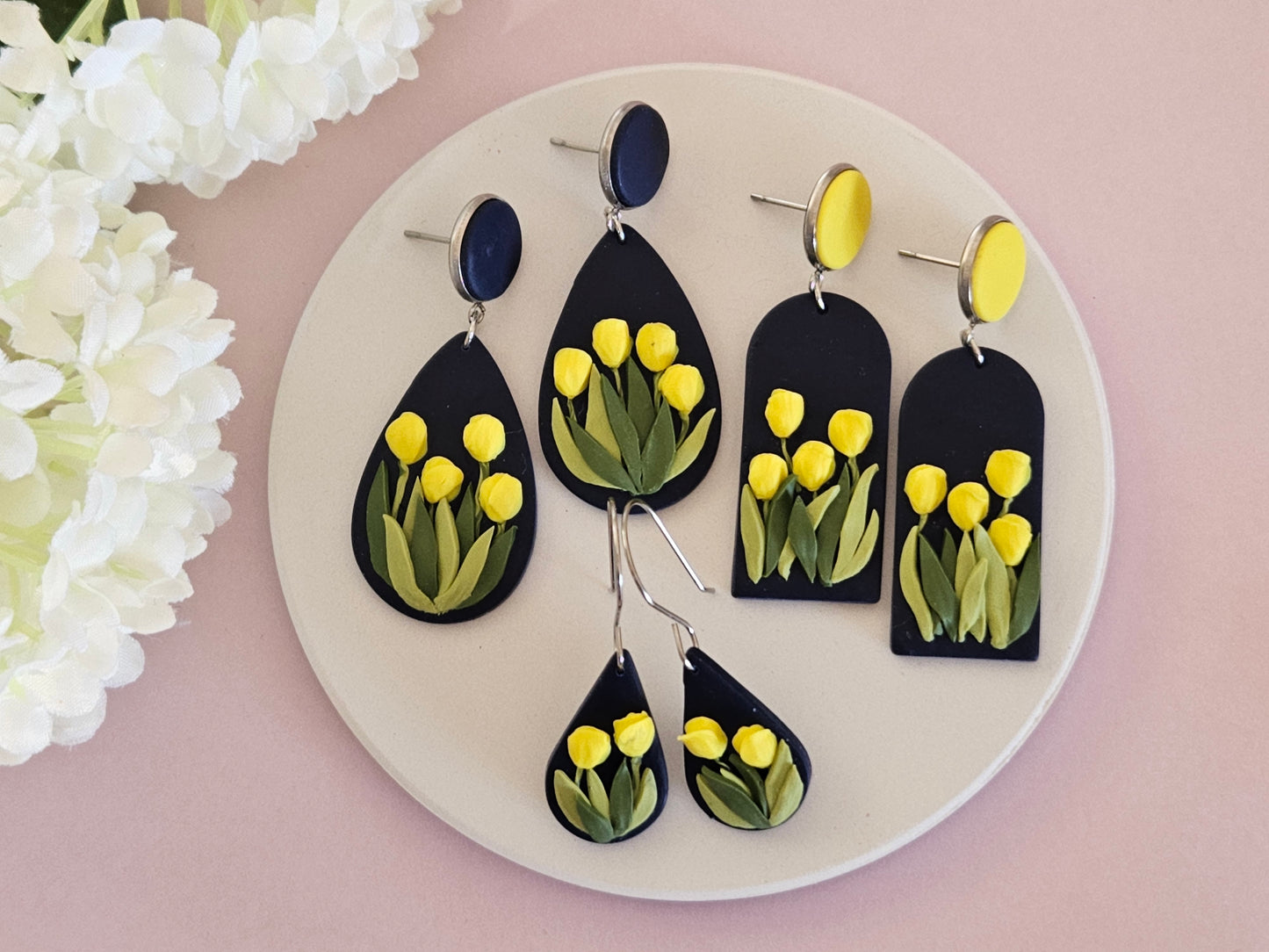 Tulip Droplet Navy Earrings