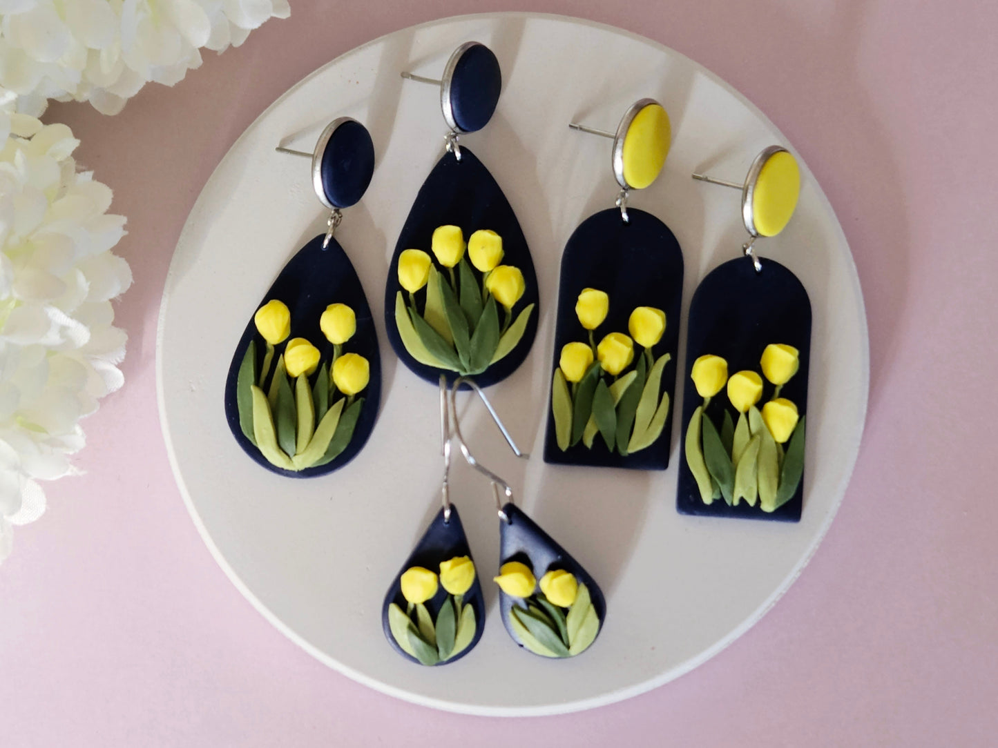 Tulip Droplet Navy Earrings