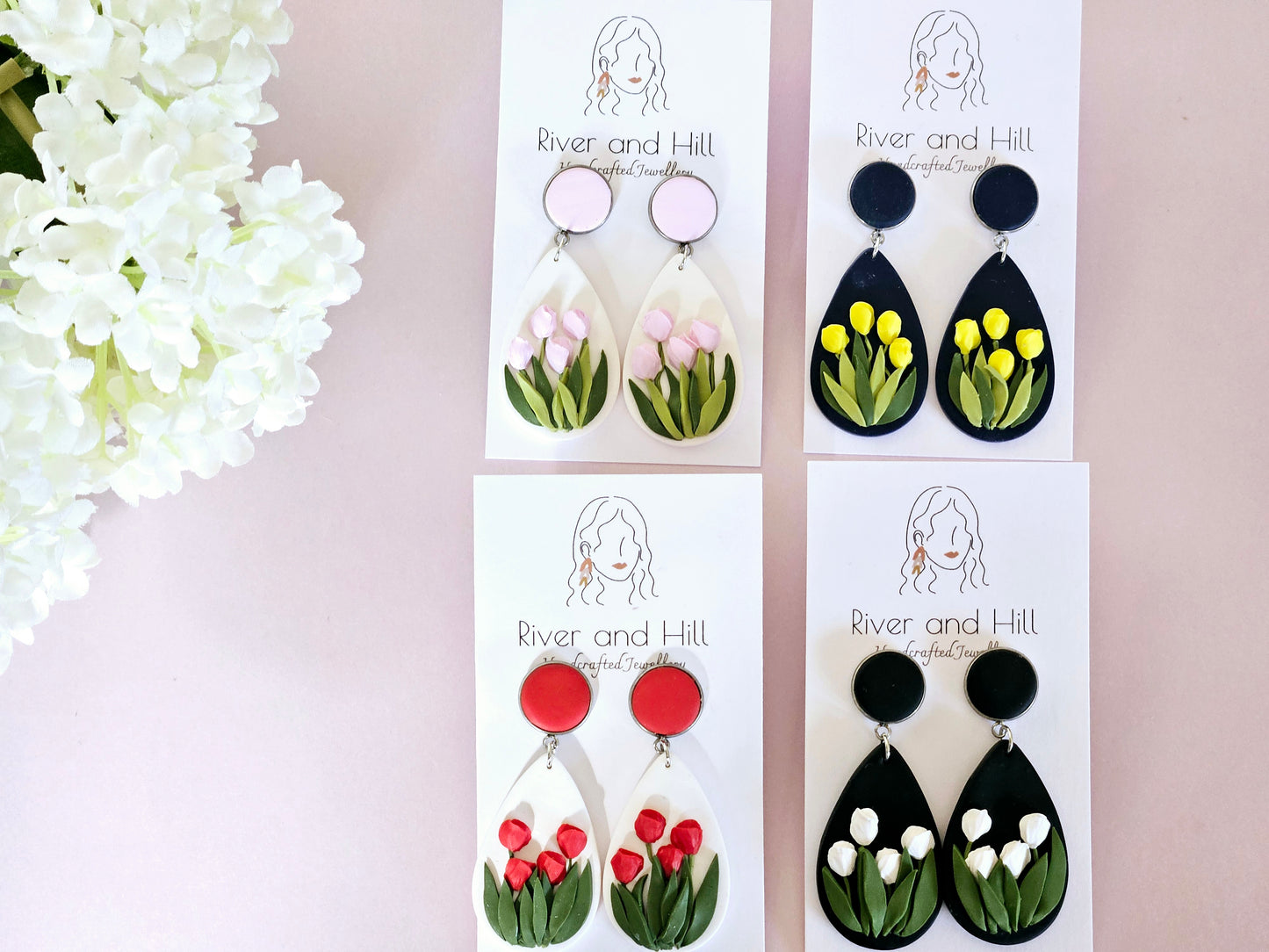 Tulip Droplet Red Earrings