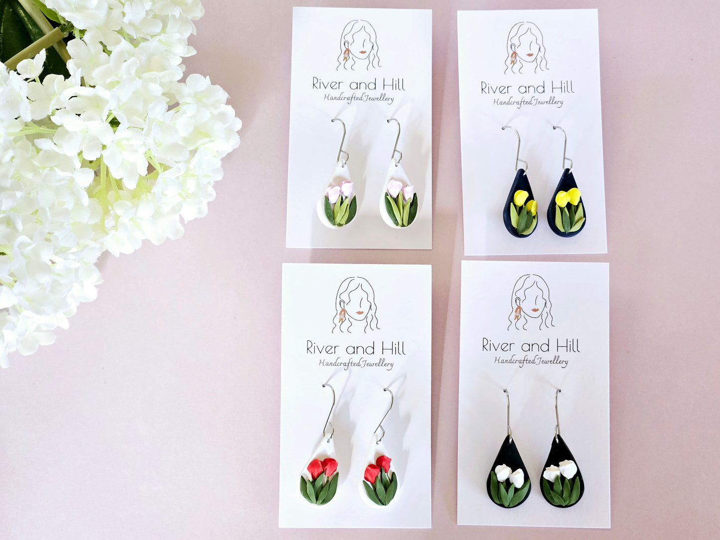 Tulip Small Droplet Navy Earrings