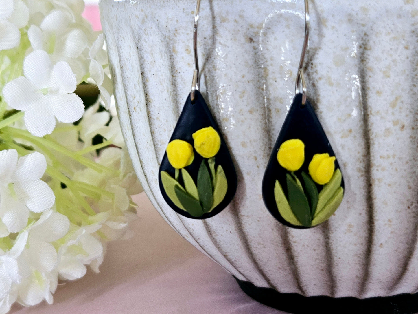 Tulip Small Droplet Navy Earrings