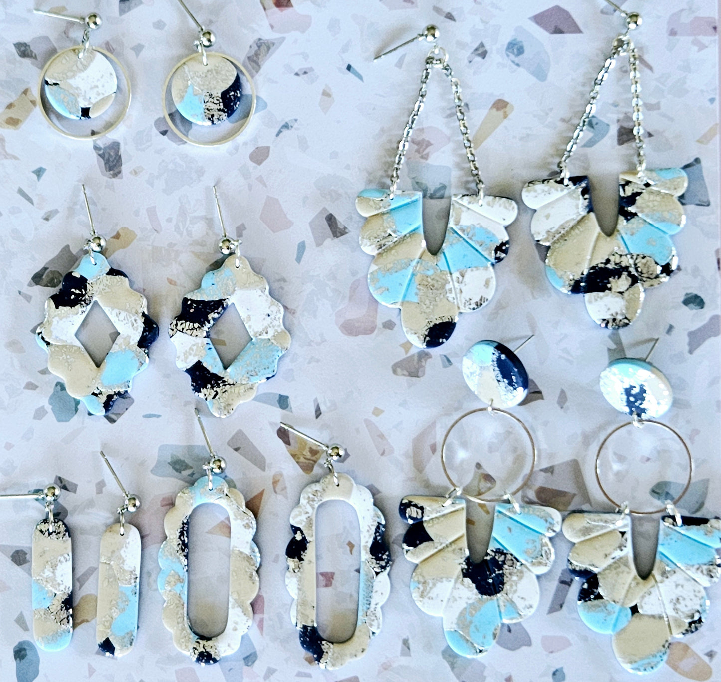 Colour Palette Blue Chain Statement Earrings