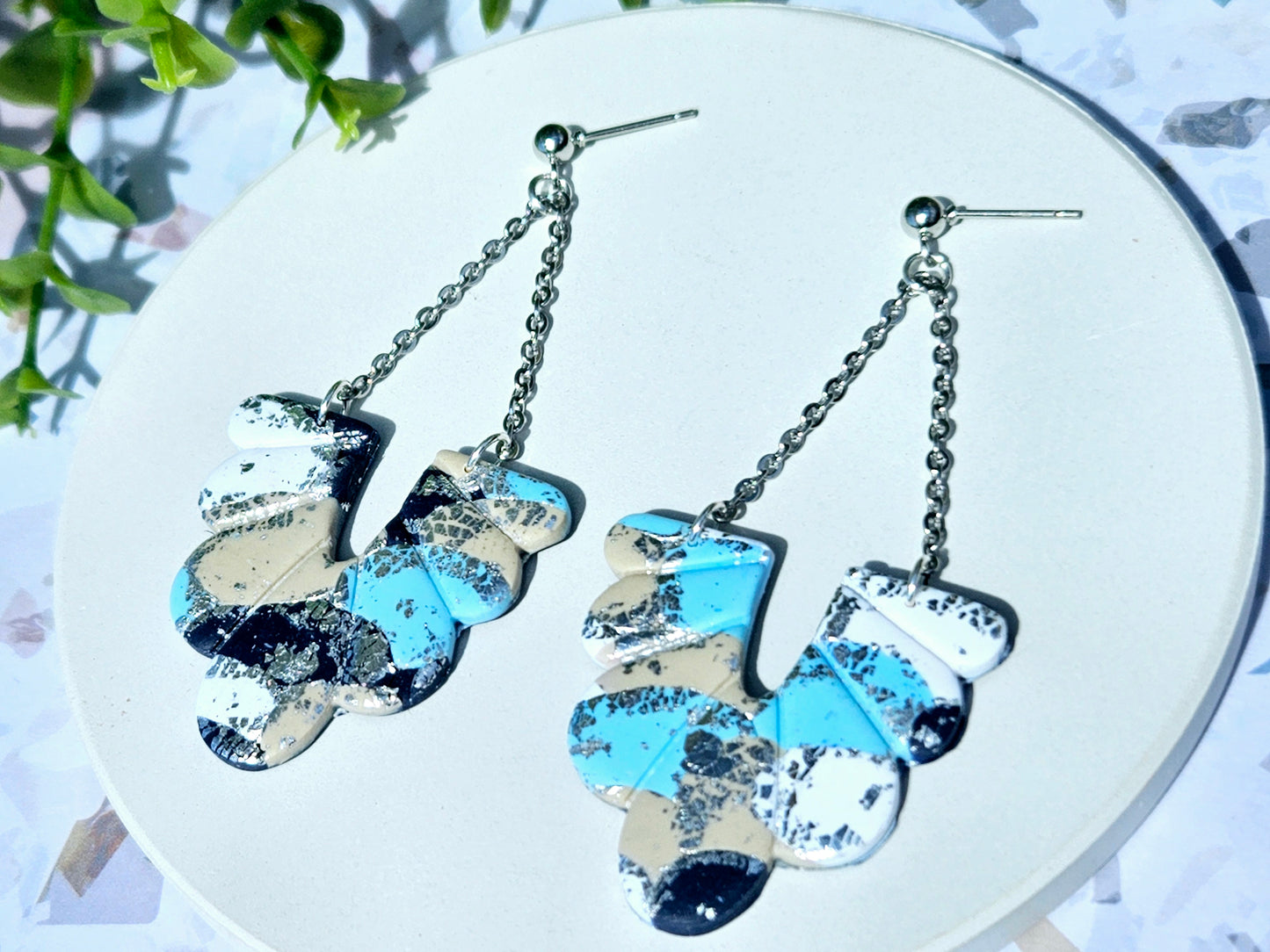 Colour Palette Blue Chain Statement Earrings