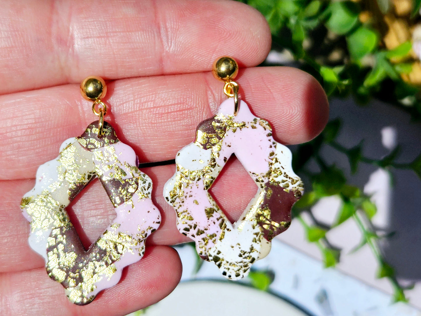 Colour Palette Pink Diamond Frame Earrings