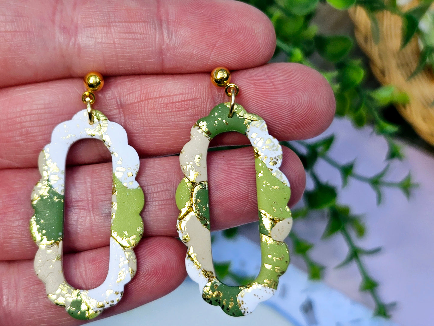 Colour Palette Green Frame Earrings