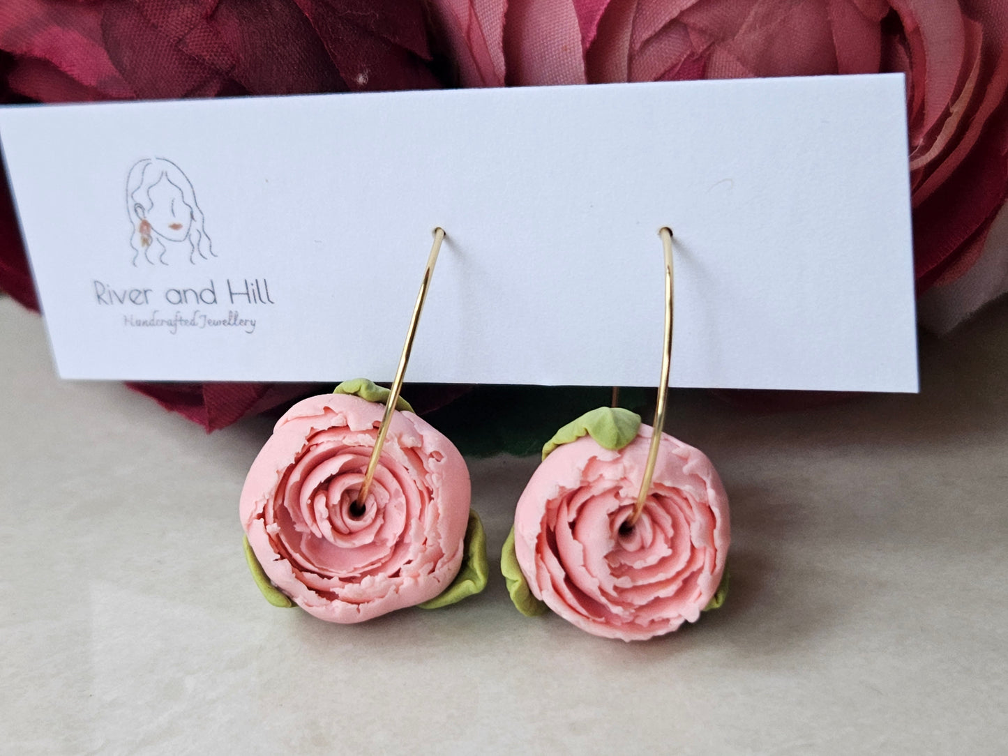 Peonies Gold Hoops