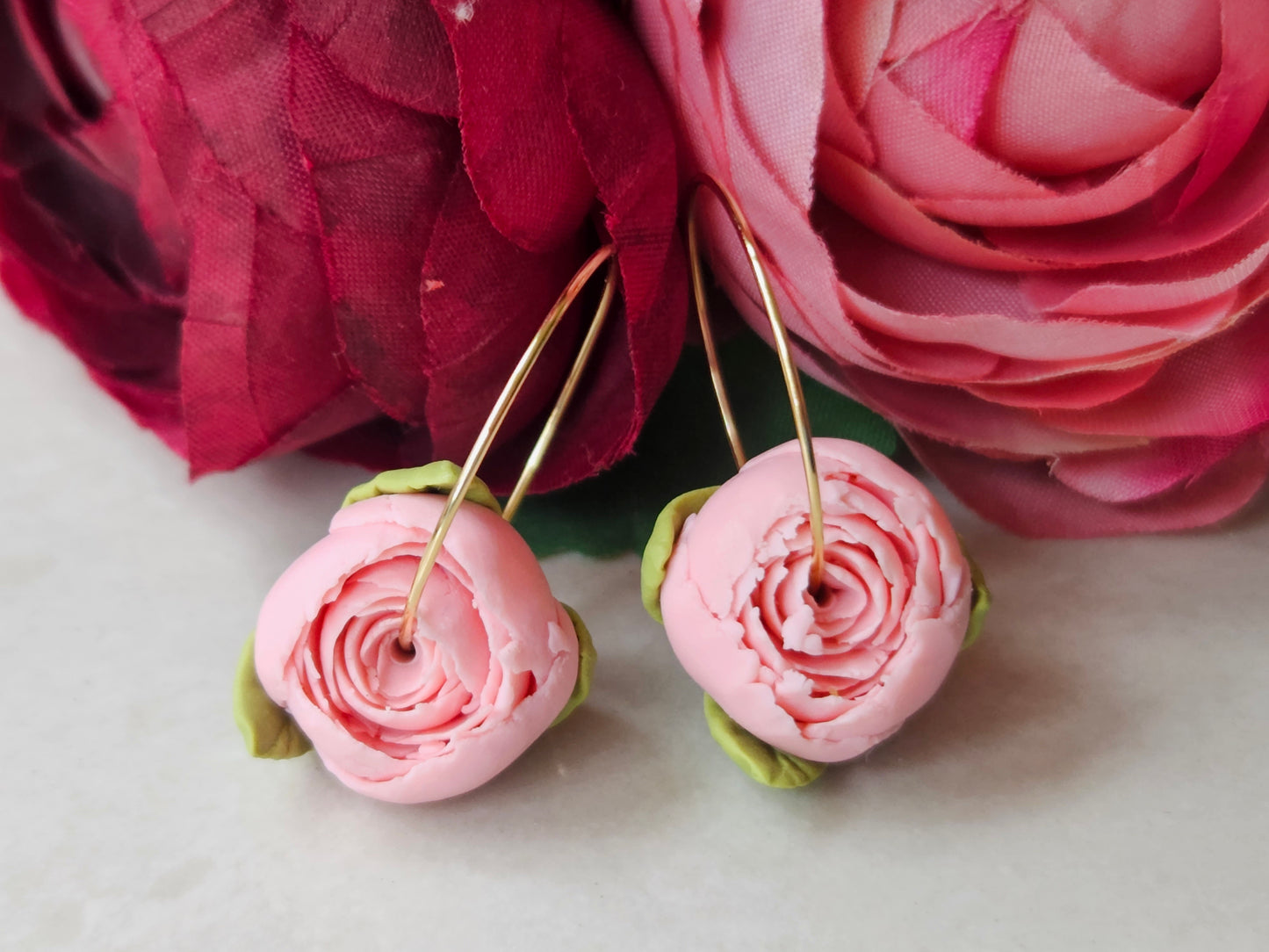 Peonies Gold Hoops