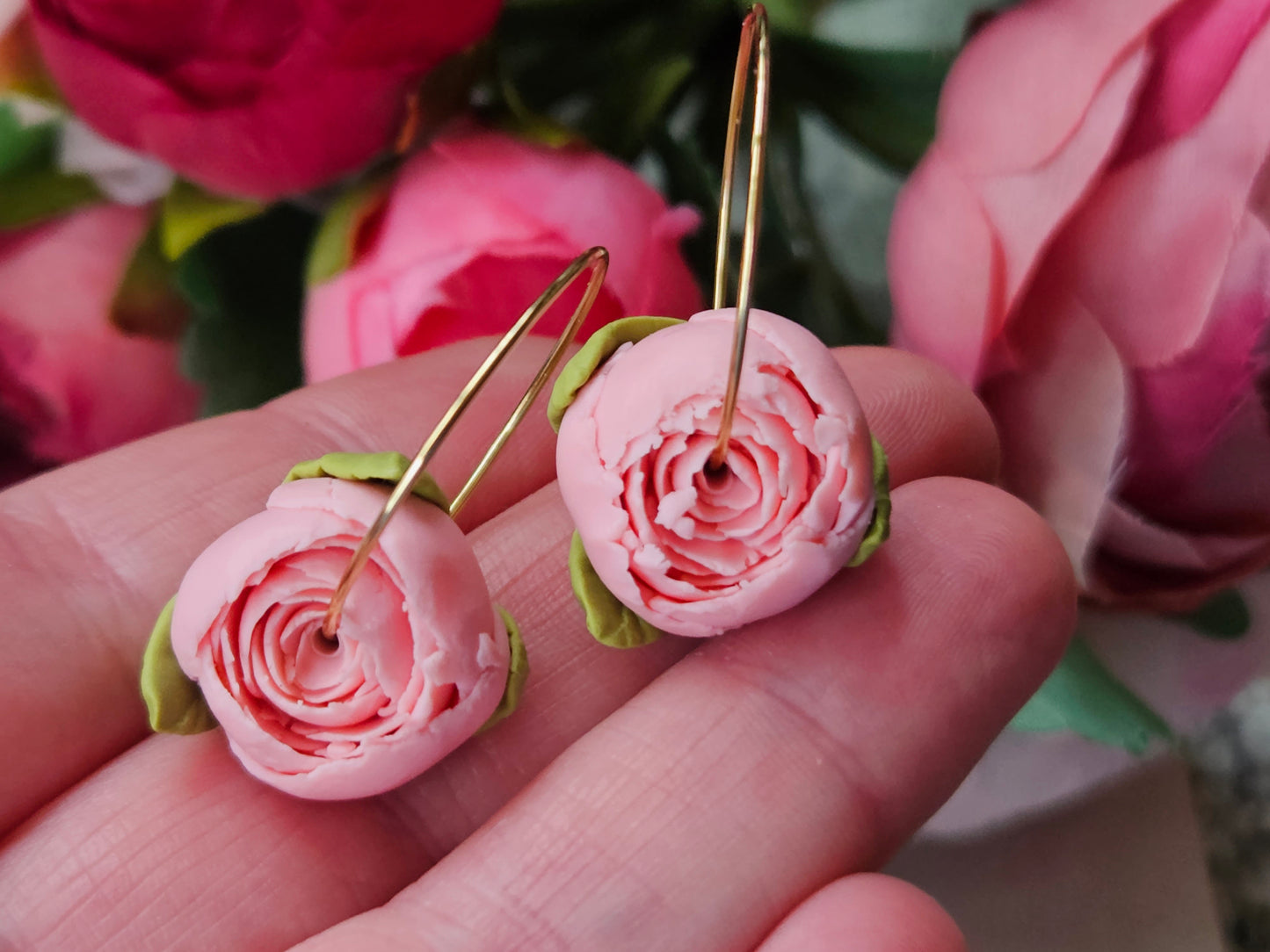 Peonies Gold Hoops